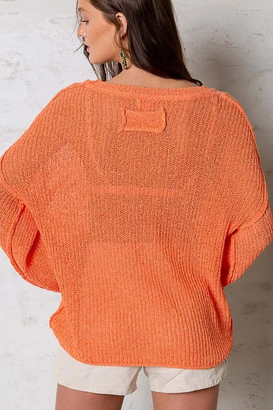 Orange Outseam Thin Sweater - POL - Final Sale