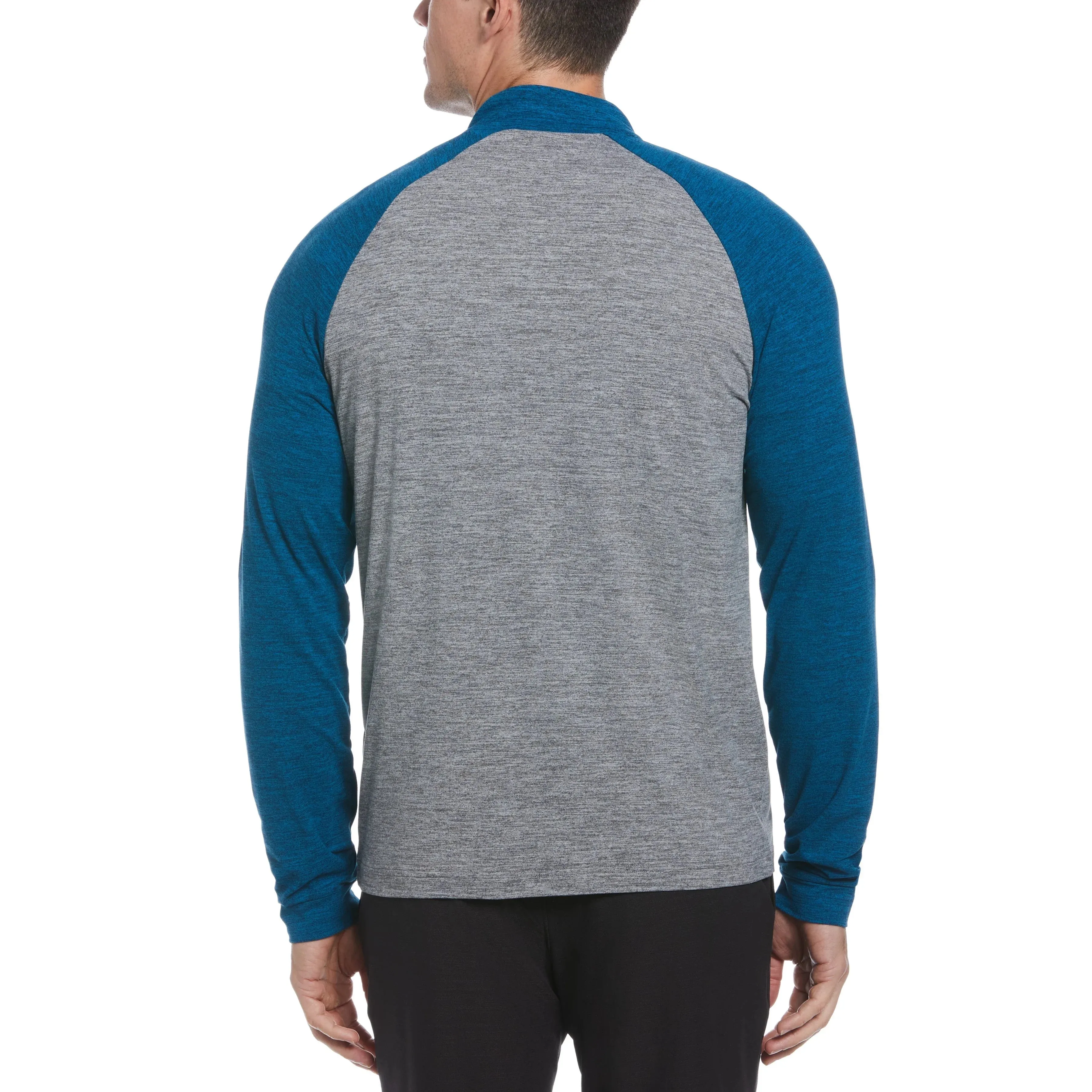 Original Penguin Mens Lightweight Long Sleeve Golf Block 1/4 Zip Pullover - BLUEBERRY PANCAKE HEATHER