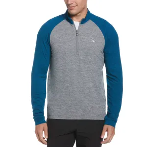 Original Penguin Mens Lightweight Long Sleeve Golf Block 1/4 Zip Pullover - BLUEBERRY PANCAKE HEATHER