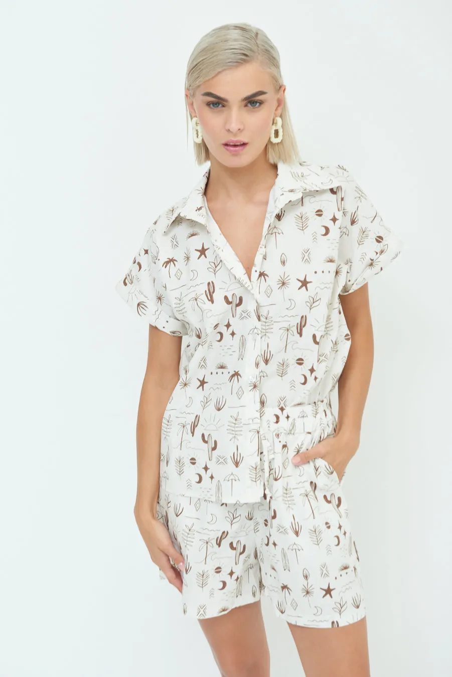 Playful print button-down shirt wholesale