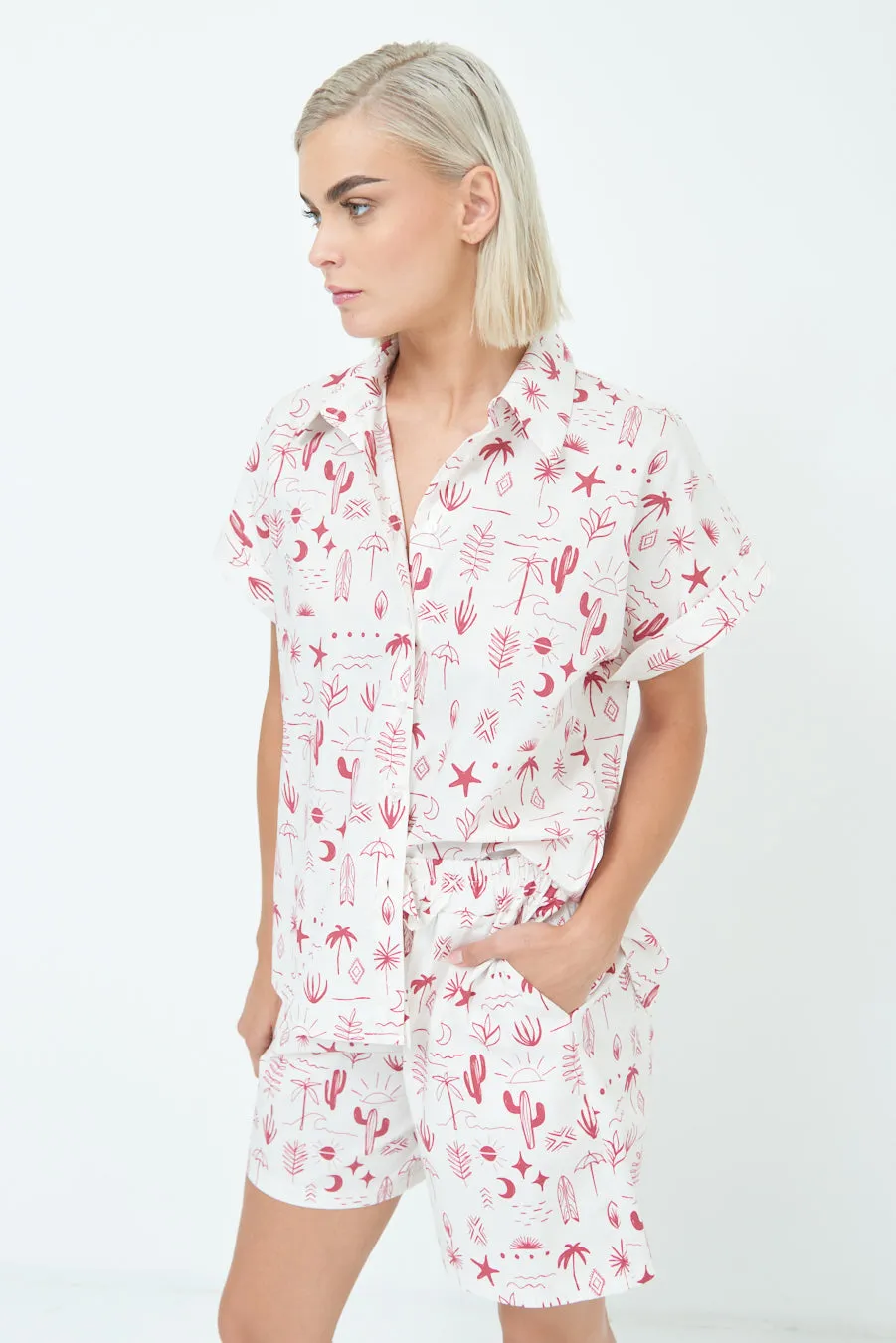 Playful print button-down shirt wholesale