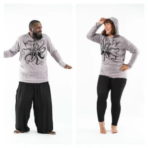 Plus Size Unisex Octopus Hoodie in Gray