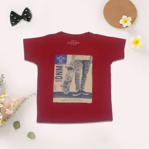 Red Kids T-Shirt with Block Print