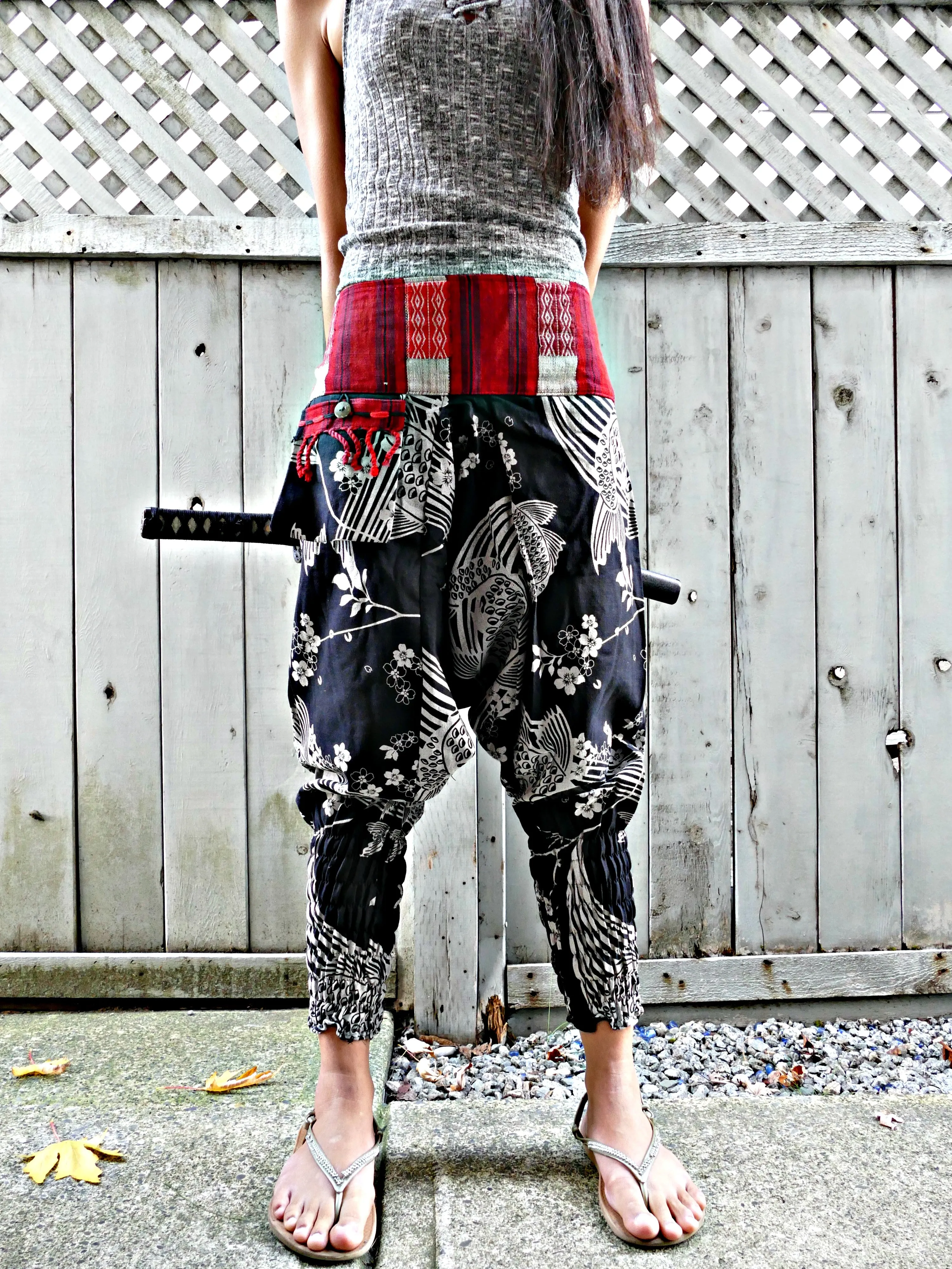 Sakura Koi Fish Black Ninja Pants