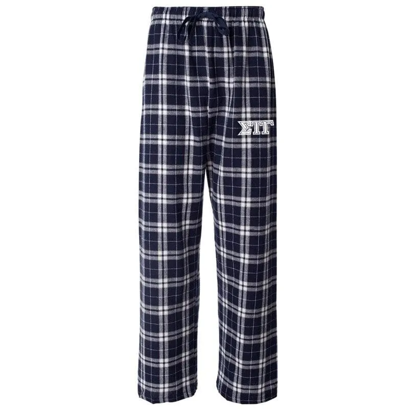 Sig Tau Navy Plaid Flannel Pants