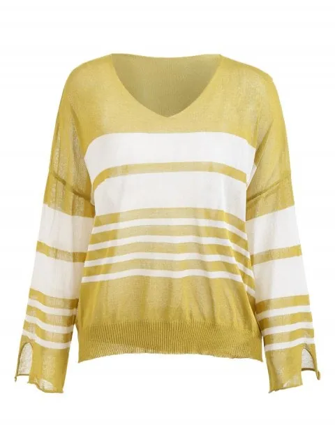 Stylish Sleeve Knit Stripe Top