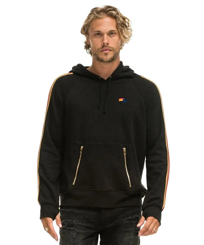 Velvet Stripe Hoodie Black