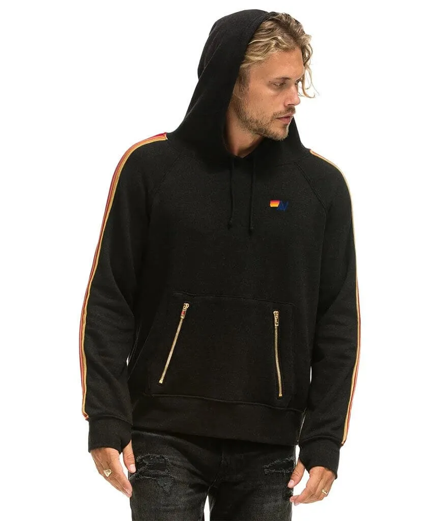 Velvet Stripe Hoodie Black