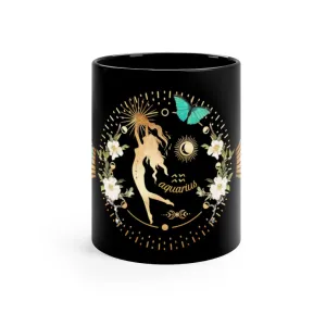 WitchyMade Aquarius Zodiac Coffee Mug, Witchy Coffee Mug, Black Coffee Mug, Witch, Coffee, Gift