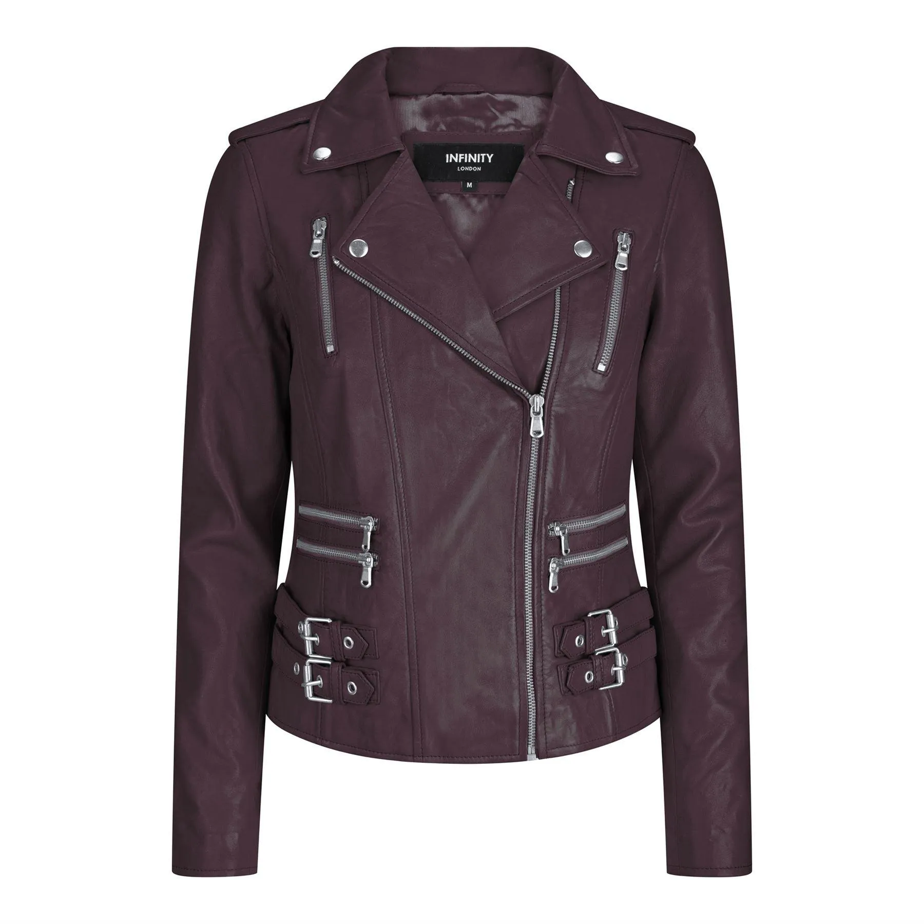 Womens Ladies Real Soft Leather Racing Style Biker Jacket